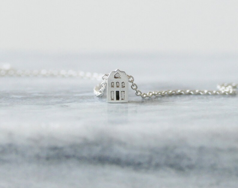 TROTS / PRIDE Tiny Amsterdam House Necklace, miniature house, facade, dutch architecture, wanderlust, canal house, travel image 2