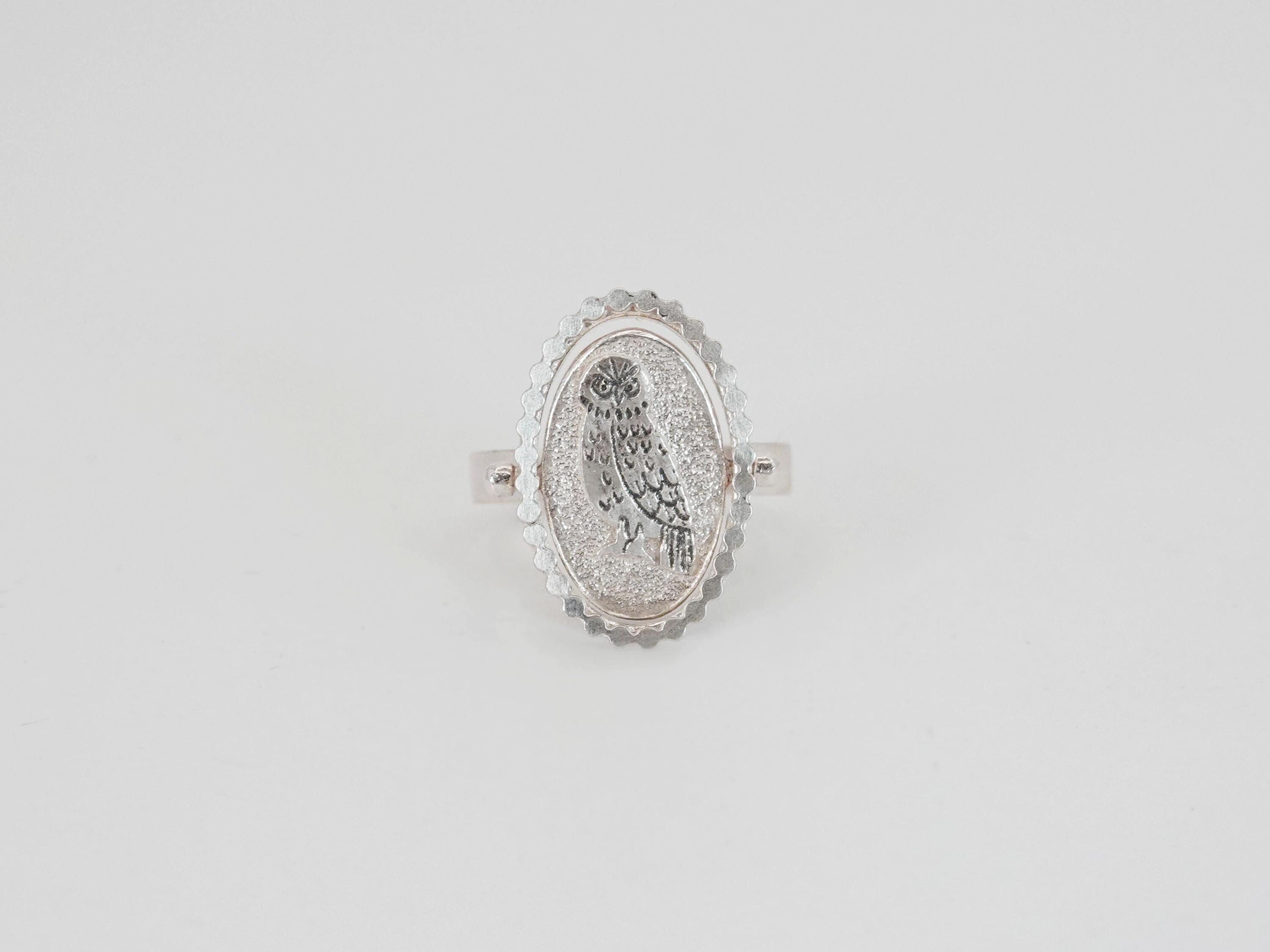 Sterling Silver Owl Spinning Ring: Wisdom Jewelry