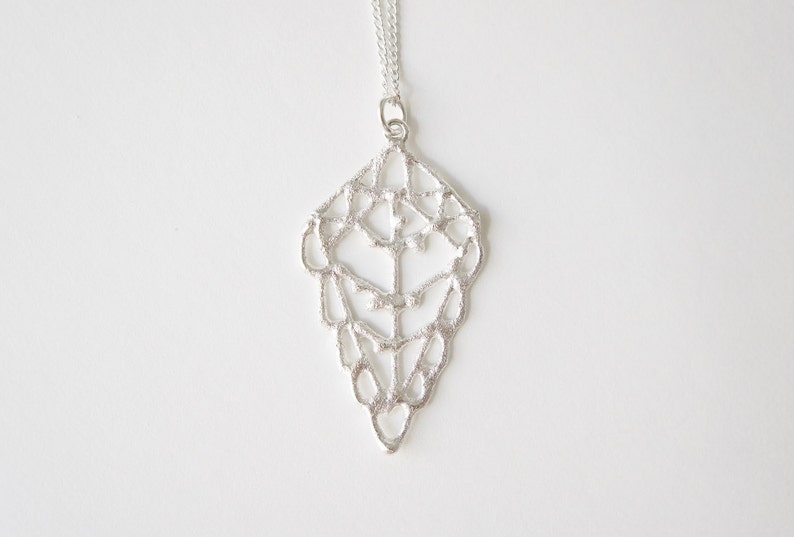 ZITUN Silver Necklace Moroccan Sugar Woman Strength, organic, diamond, henna, bridal jewelry, amulet image 4