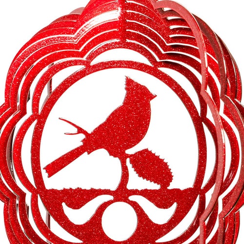 Cardinal Cloud Red Swirly Metal Wind Spinner Etsy