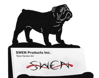 English Bulldog Dog Metal Business Card Holder