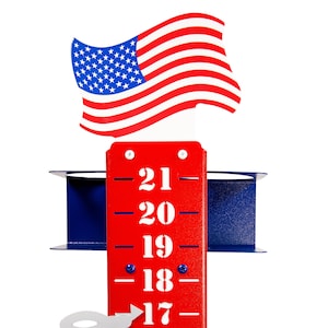 American Flag Steel Metal Lawn Scoreboard Cup Holder Yard Score Keeper-Cornhole-Ladder Ball-Horseshoes-Washer Toss