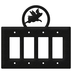 Flying Pig Light Switch Quad Plate Cover
