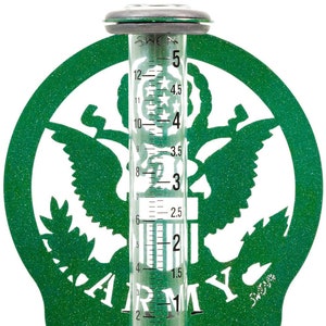 Hand Made Armed Services US Army Military Green Rain Gauge