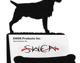 SWEN Products SALUKI Dog Black Metal Business Card Holder
