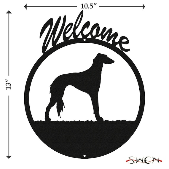 SWEN Products SALUKI Dog Black Metal Business Card Holder