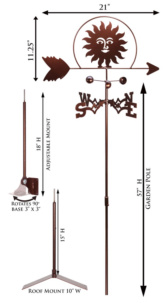 SWEN Products Southwest Sun Weathervane Roof Mount Included SWEN Products Southwest Sun Weathervane Roof Mount Included