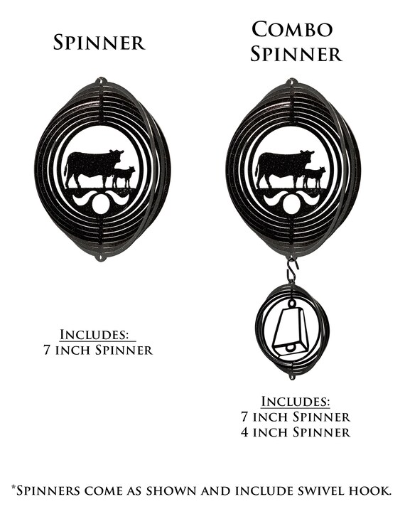 COW /& CALF Circle Swirly Metal Wind Spinner