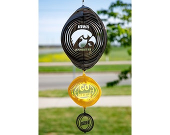 Iowa Hawkeyes Black Swirly Metal Wind Spinner