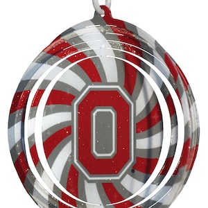 Ohio State Buckeyes Tini Swirly Metal Christmas Tree Ornament Wind Spinner