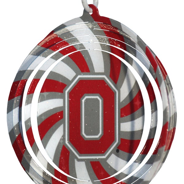 Ohio State Buckeyes Tini Swirly Metal Christmas Tree Ornament Wind Spinner