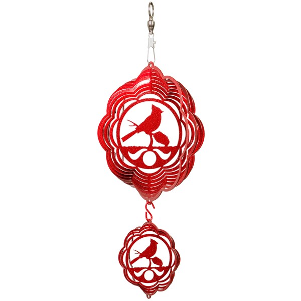 Cardinal Cloud Mini Swirly Metal Wind Spinner