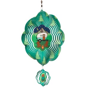 Camper Camping Swirly Metal Wind Spinner