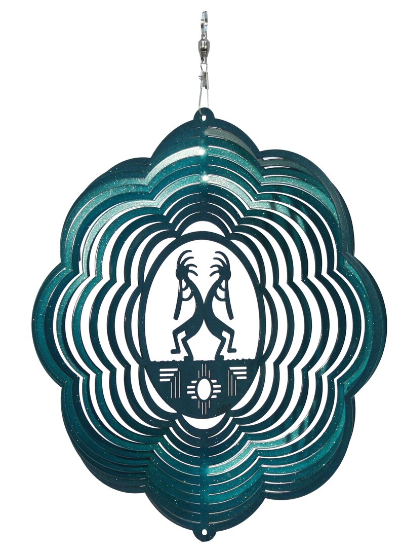 Kokopelli Southwest Swirly Metal Wind Spinner Etsy