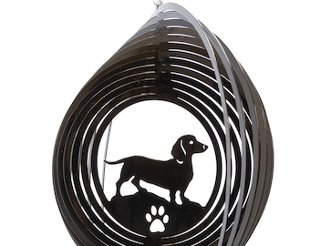 Dachshund Dog Swirly Metal Wind Spinner