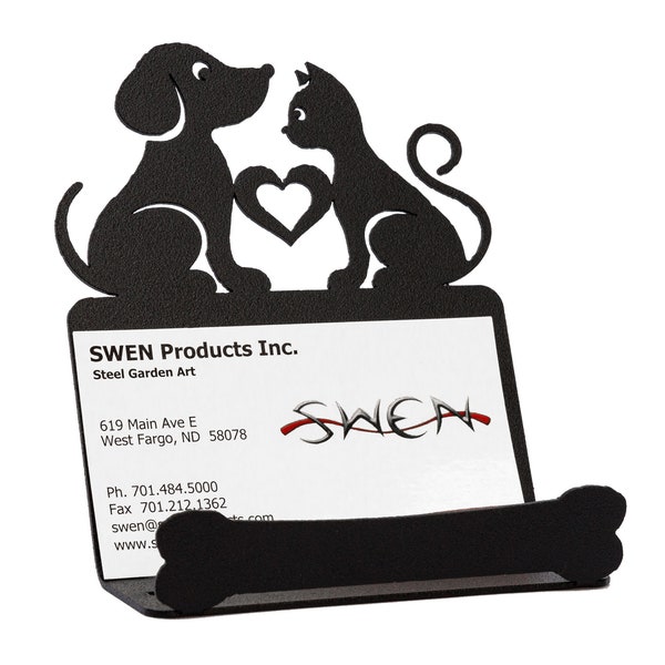 Love Cat and Dog Metal Business Card Holder