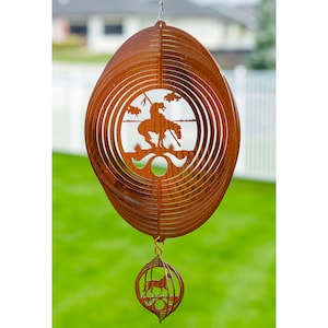 End Of Trail Circle Swirly Metal Wind Spinner