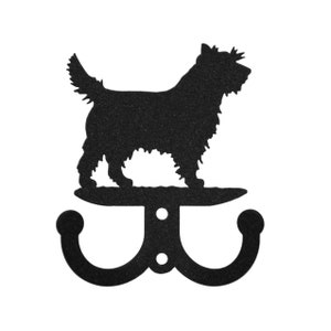 Cairn Terrier Dog 2 Hook Black Metal Key Chain Leash Holder Hanger