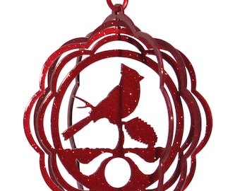 Cardinal Cloud Tini Swirly Metal Christmas Tree Ornament Wind Spinner