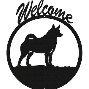 Dog Norwegian Elkhound Black Metal Welcome Sign