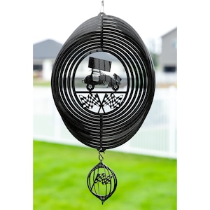Race Sprint Car Racing Swirly Metal Wind Spinner