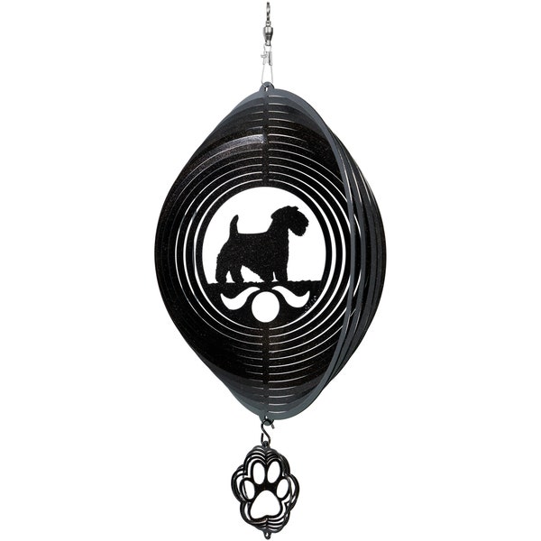 Sealyham Terrier Dog Circle Swirly Metal Wind Spinner