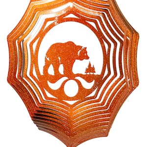 Bear and Cub Black Web Swirly Metal Wind Spinner Copper-Combo Spinner