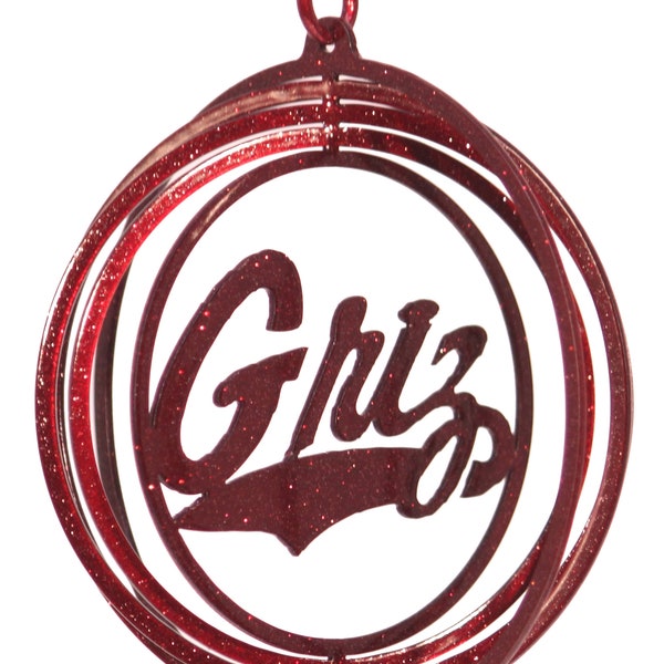 Montana Grizzlies Tini Swirly Metal Christmas Tree Ornament Wind Spinner