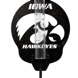 Hand Made Iowa Hawkeyes Black Rain Gauge