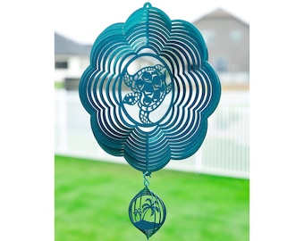 Sea Turtle Swirly Metal Wind Spinner