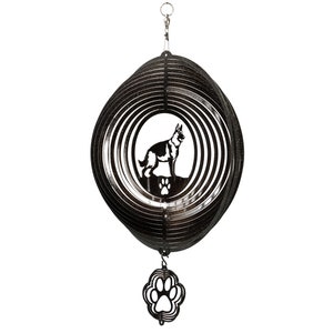 German Shepherd Dog Swirly Metal Wind Spinner