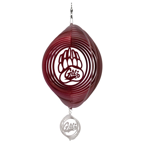 Montana Grizzlies Paw Circle Swirly Metal Wind Spinner