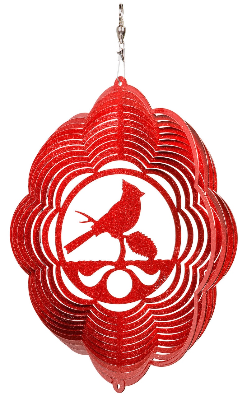 Cardinal Cloud Red Swirly Metal Wind Spinner Etsy