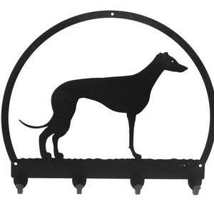 Whippet Black Metal Key Chain Leash Holder Hanger image 1