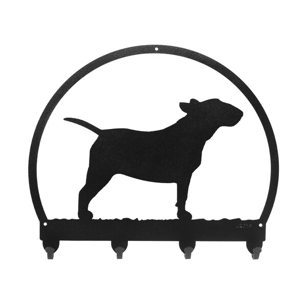 Bull Terrier Black Metal Key Chain Leash Holder Hanger