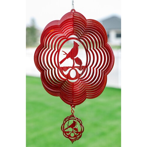 Cardinal Cloud Red Swirly Metal Wind Spinner Etsy