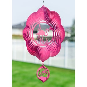Flamingo Swirly Metal Wind Spinner