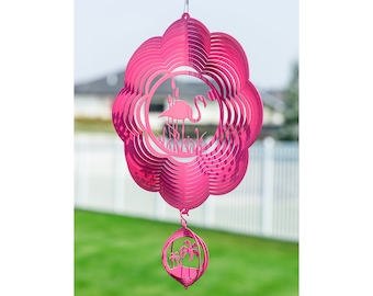 Flamingo Swirly Metal Wind Spinner