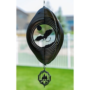Eagle Circle Swirly Metal Wind Spinner