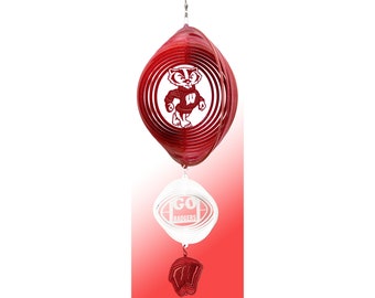 Wisconsin Badgers Badger Red Swirly Metal Wind Spinner