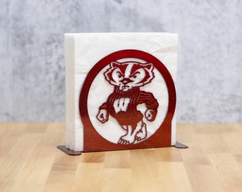 Wisconsin Badgers Metal Letter Napkin Card Holder