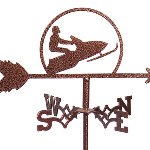 Mini Snowmobile Sled Flower Pot Weathervane