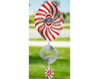 Ohio State Buckeyes Multi Color Swirly Metal Wind Spinner