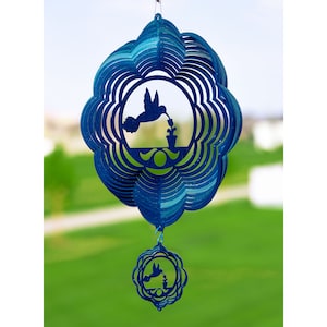 Hummingbird Cloud Swirly Metal Wind Spinner
