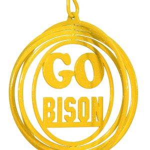 North Dakota State University NDSU Bison GO Bison Tini Swirly Metal Wind Spinner