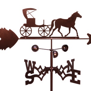 Hand Made Amish Horse & Buggy Carriage Weathervane NEW