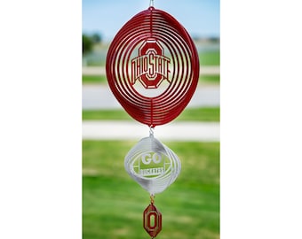 Ohio State Buckeyes Red Swirly Metal Wind Spinner
