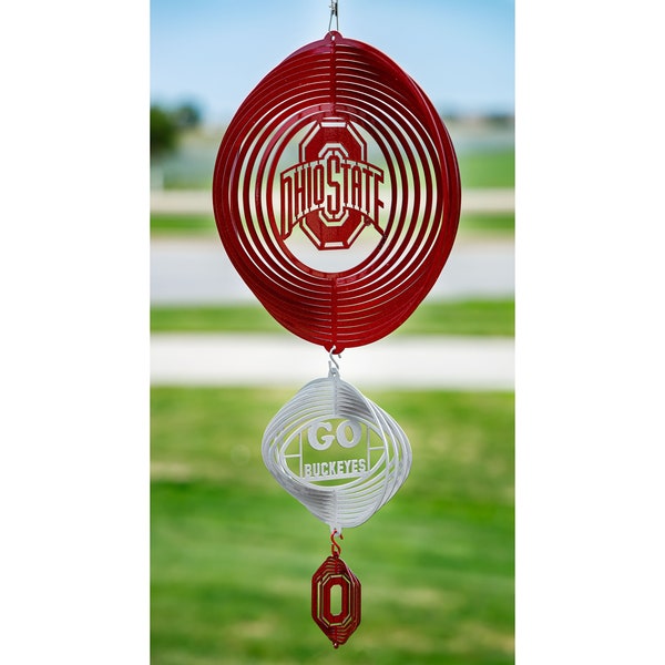 Ohio State Buckeyes Red Swirly Metal Wind Spinner