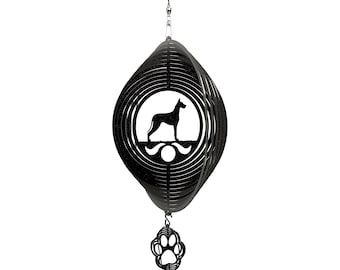 Great Dane Dog Circle Swirly Metal Wind Spinner