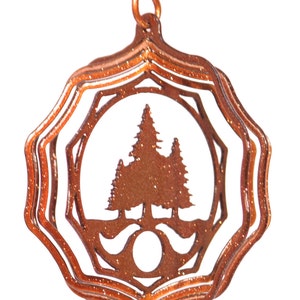Pine Tree Tini Swirly Metal Christmas Tree Ornament Wind Spinner